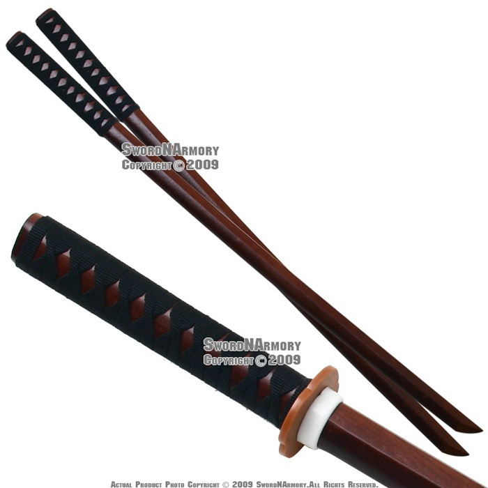 2 Pcs Set Wooden Kendo Practice Bokken Katana Sword